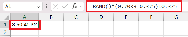 Random time generator in Excel