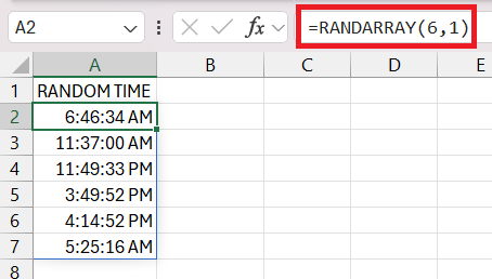 Random time generator in Excel