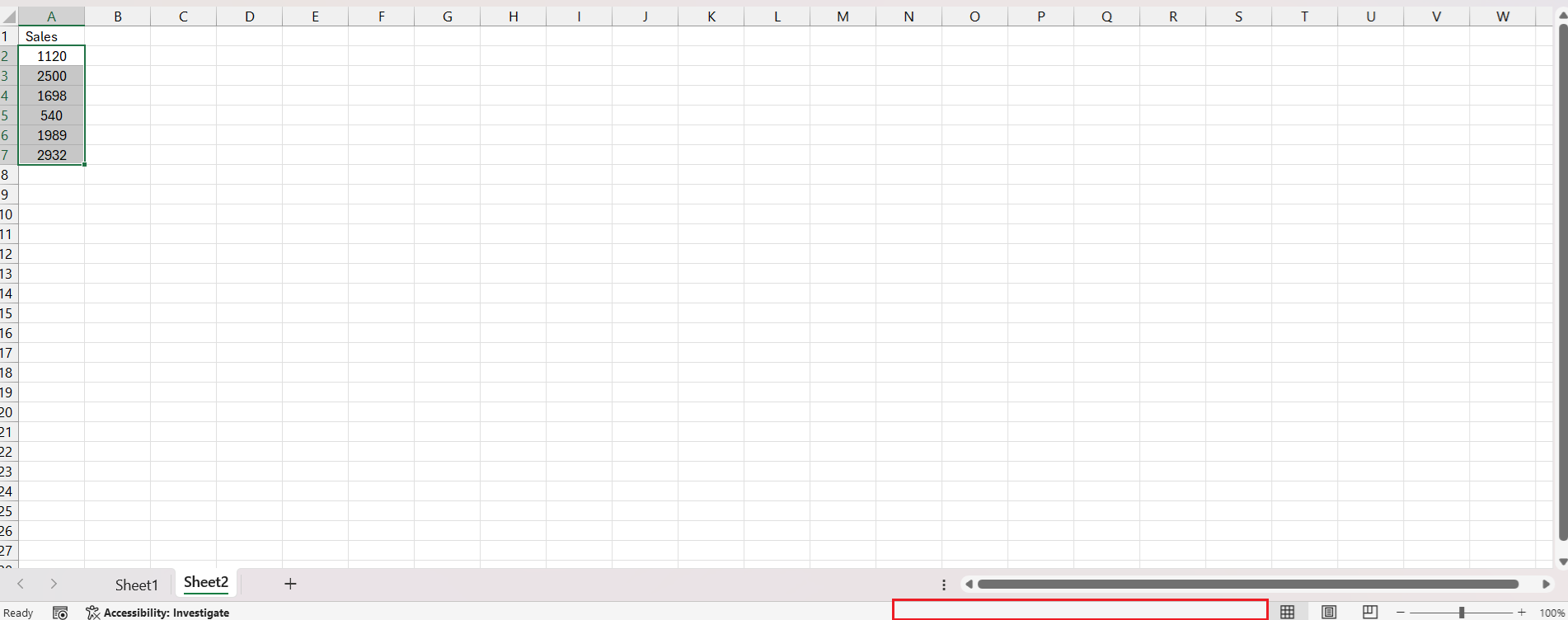 Excel Status Bar Not Showing Sum