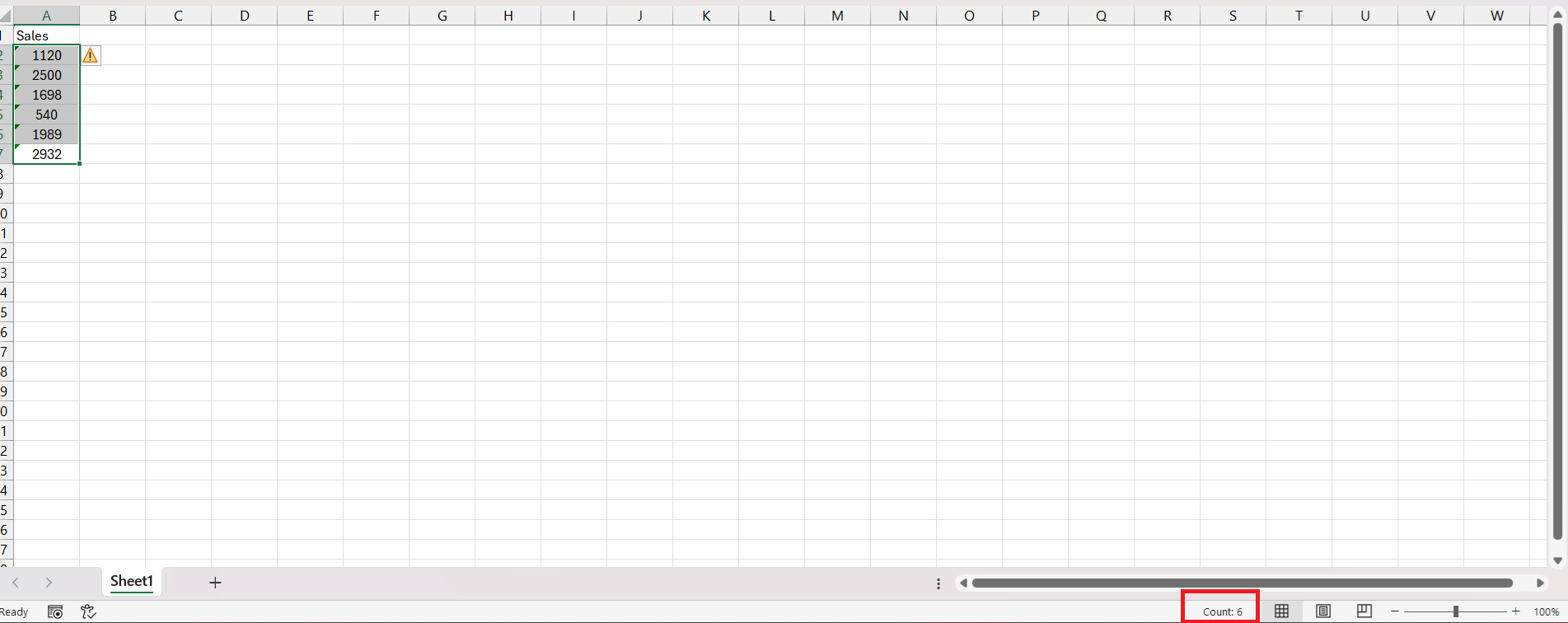 Excel Status Bar Not Showing Sum