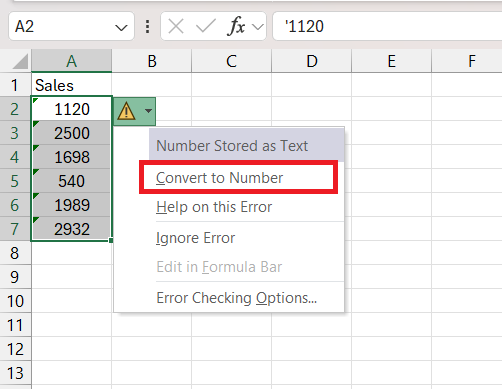 Excel Status Bar Not Showing Sum