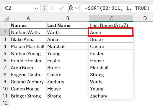 sort by name in excel