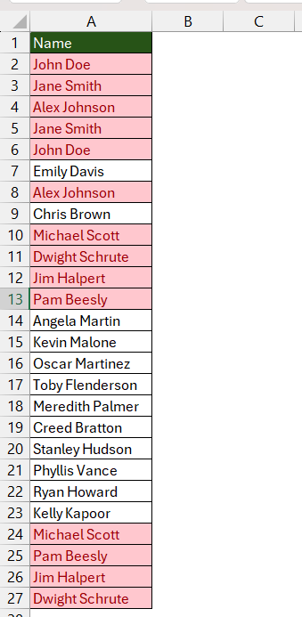 Duplicates in Excel