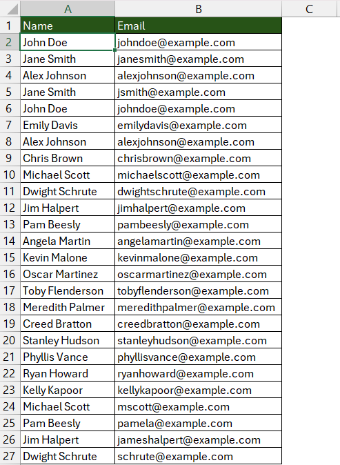 Duplicates in Excel