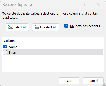 Duplicates in Excel