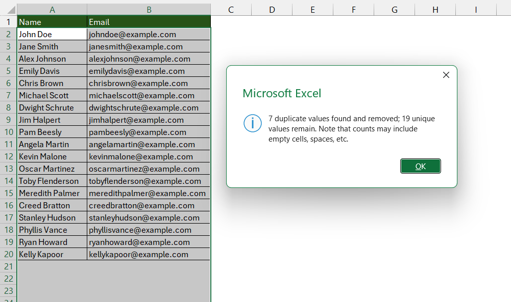 Duplicates in Excel