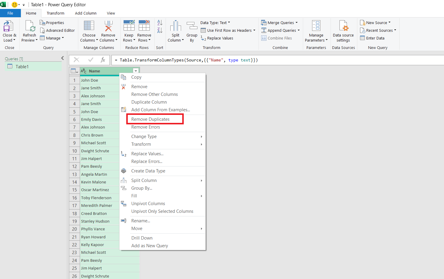 Duplicates in Excel