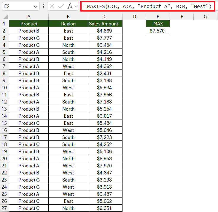 maxifs function in excel