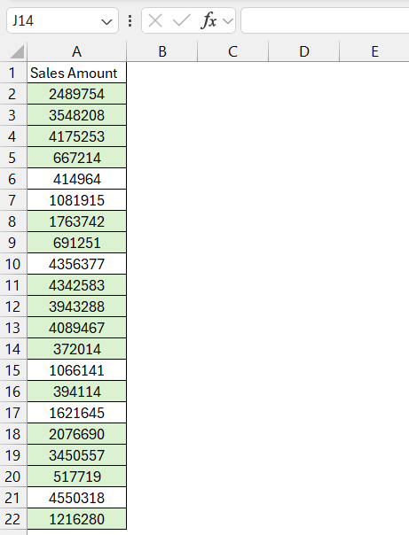 million format in excel