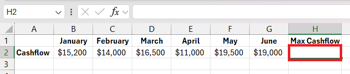 max cash flow in excel