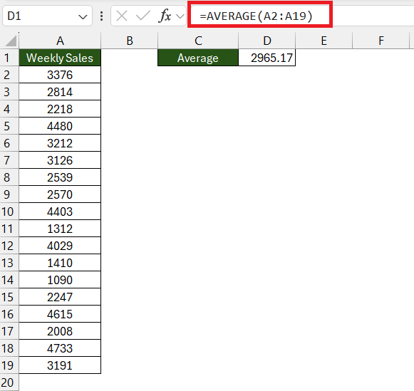 standard error in excel