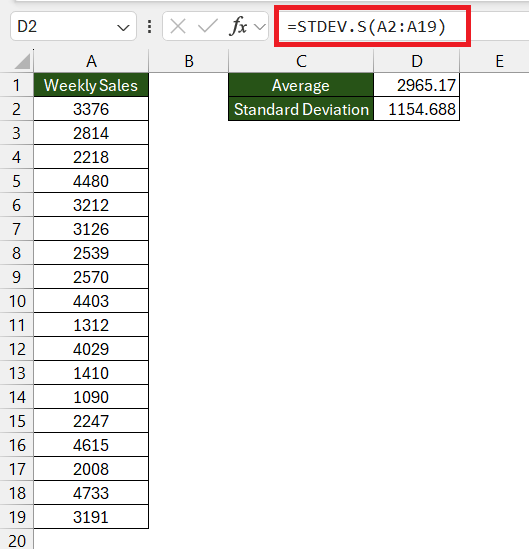 standard error in excel