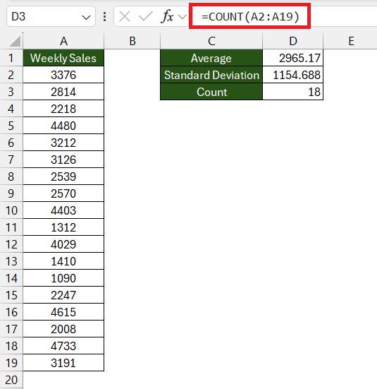 standard error in excel