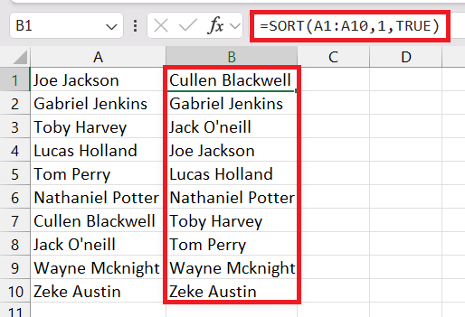 Ascending in Excel