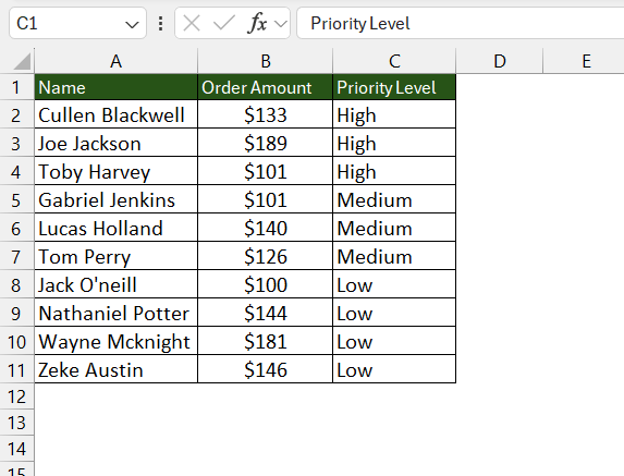 Ascending in Excel