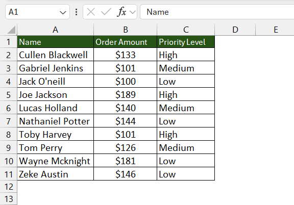 Ascending in Excel