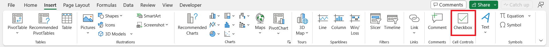 checkbox within cell