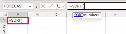 calculate square root in excel