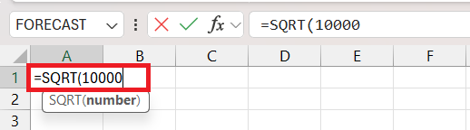 calculate square root in excel