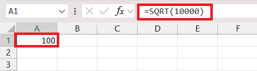 Square Root in Excel