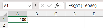 calculate square root in excel