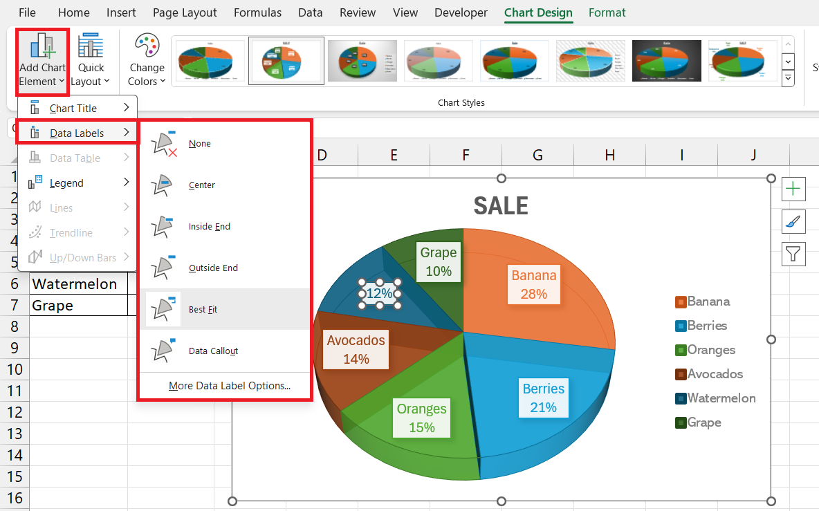 pie chart in excel