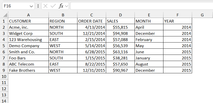 Types of Tables in Excel