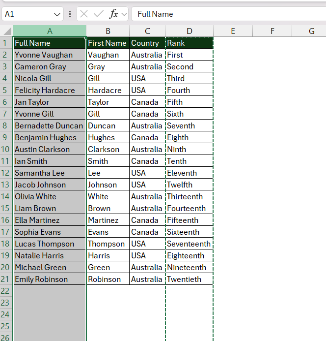 Swap Columns in Excel