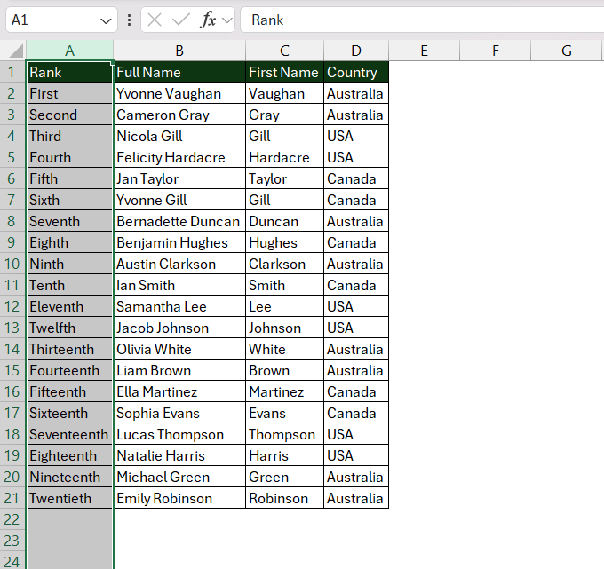 Swap Columns in Excel