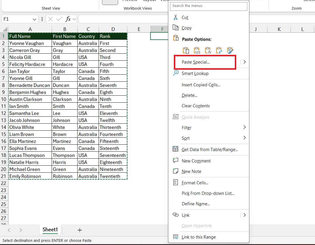 Swap Columns in Excel