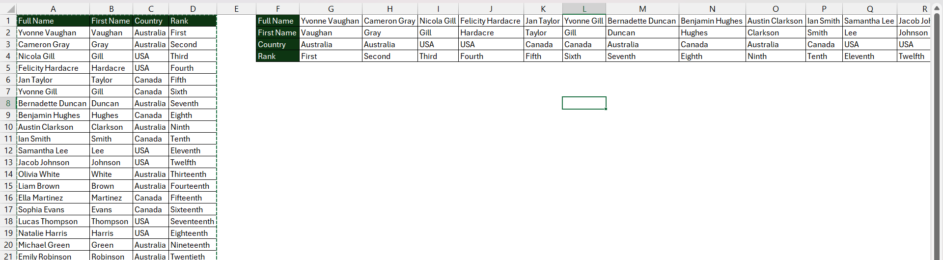 Swap Columns in Excel