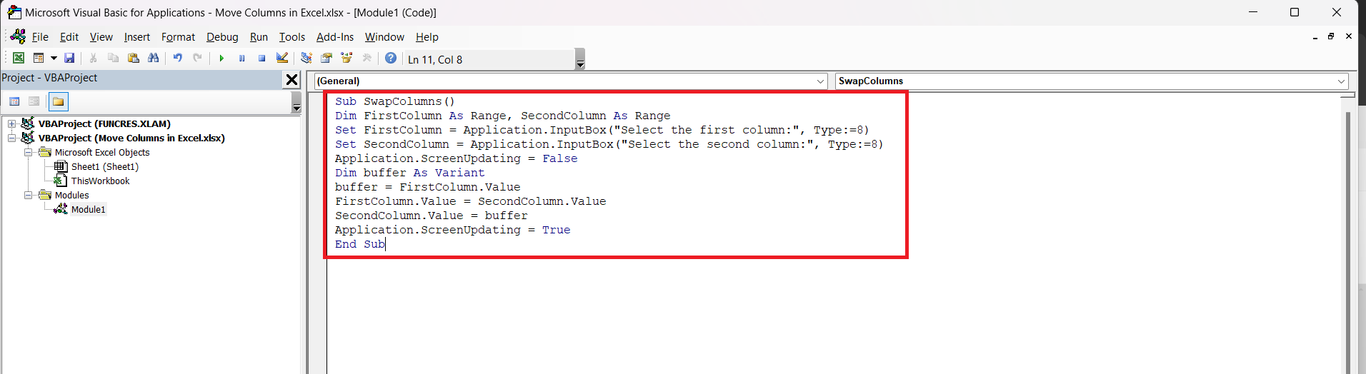 Swap Columns in Excel