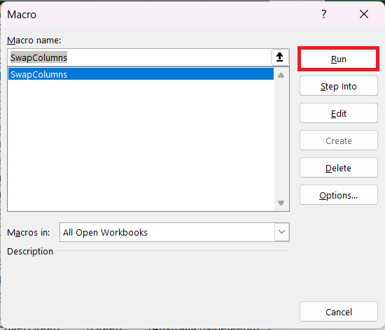 Swap Columns in Excel