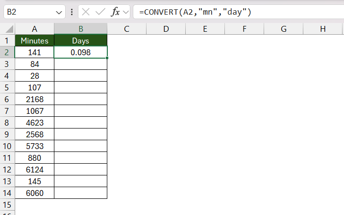 Minutes to Days