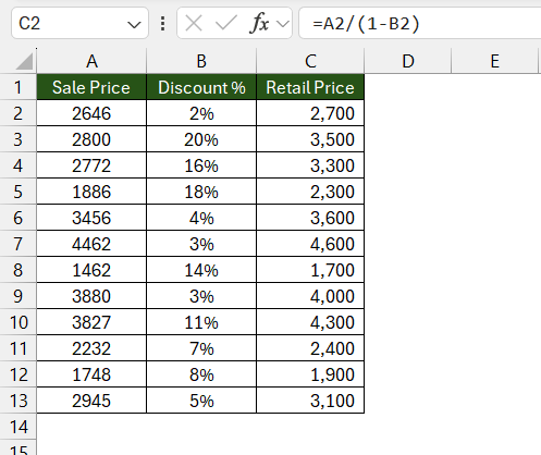 Reverse Percentage Calculator