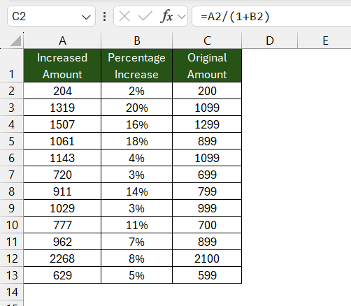 Reverse Percentage Calculator