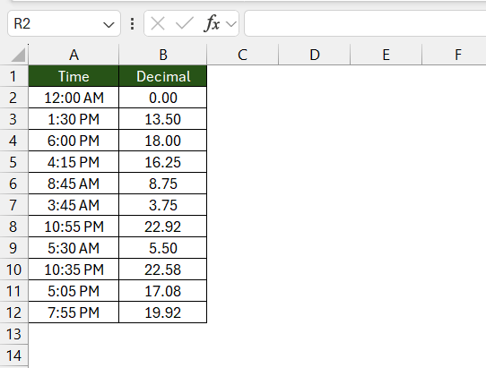 Time to Decimal