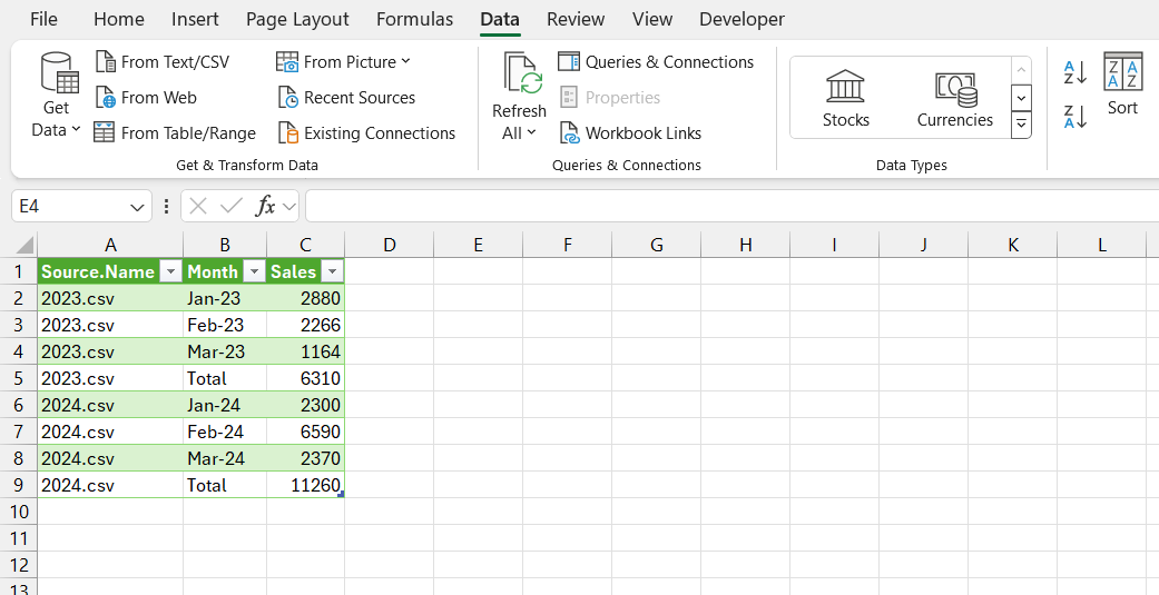 Merge Multiple Excel Files