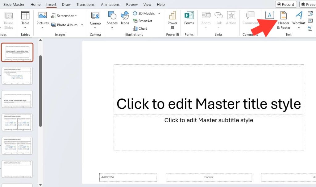 Change footer in powerpoint 1