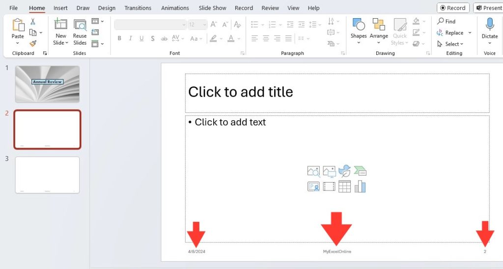 Change footer in powerpoint