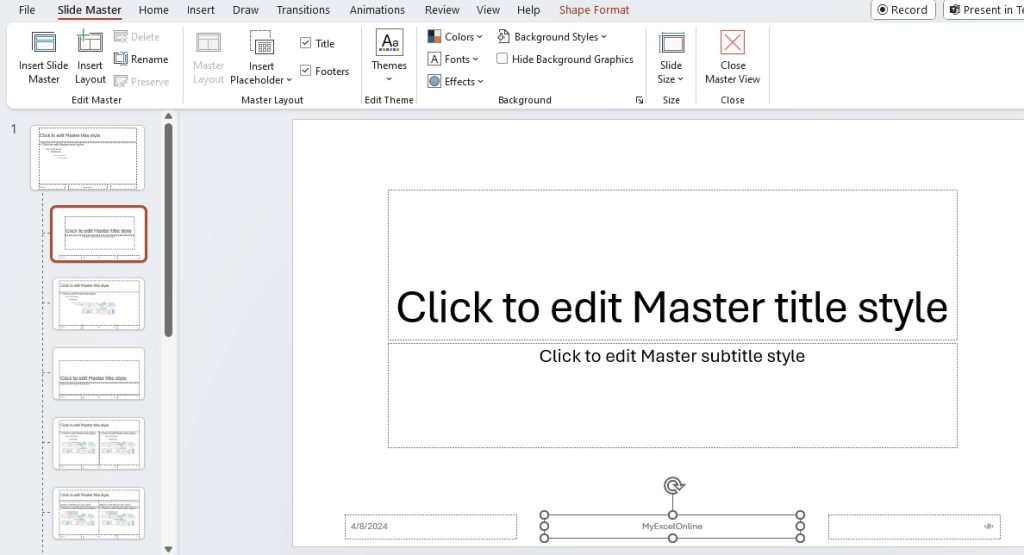 Change footer in powerpoint