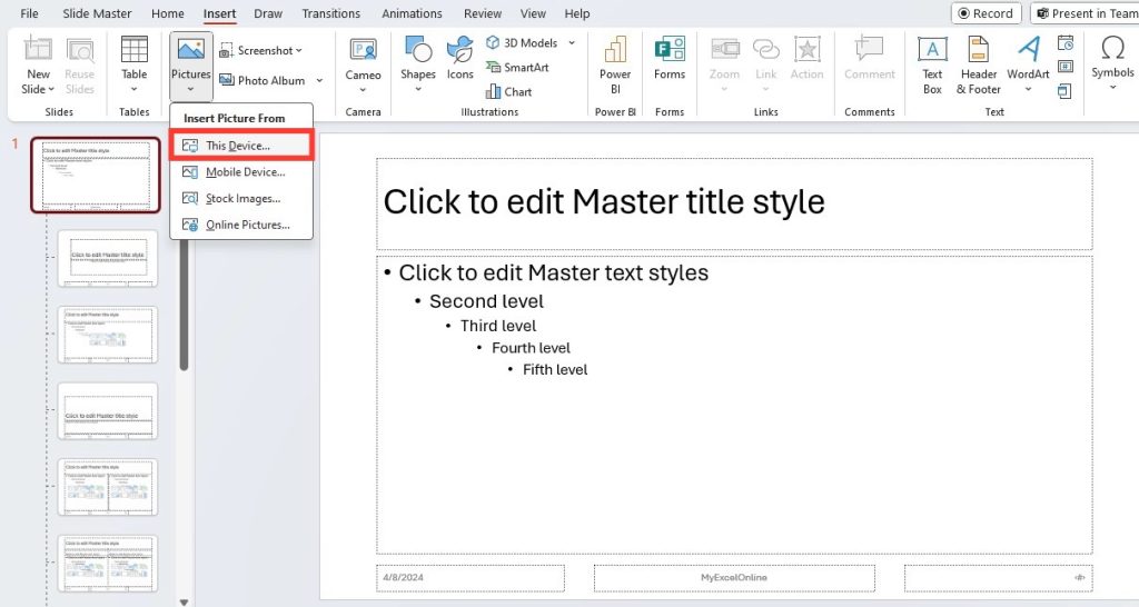 Change footer in powerpoint