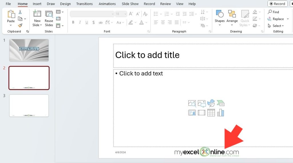 Change footer in powerpoint
