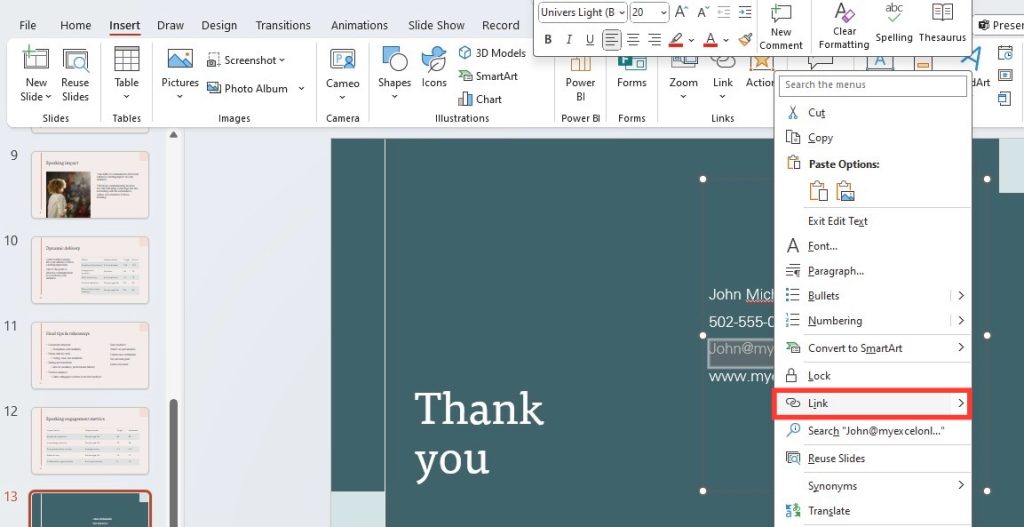 Clickable hyperlinks in powerpoint