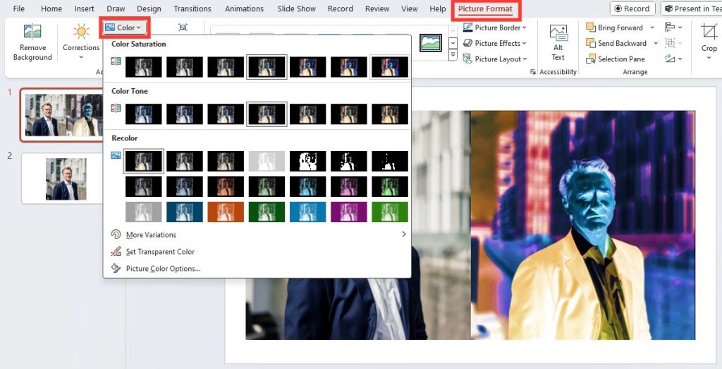 Invert Picture Colors in PowerPoint