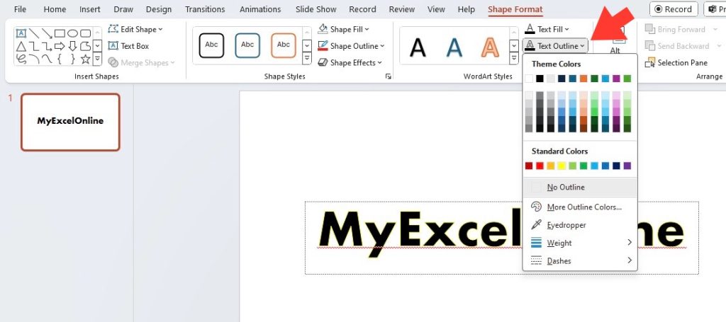 Outline text in powerpoint