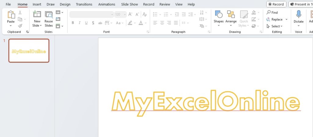 Outline text in powerpoint