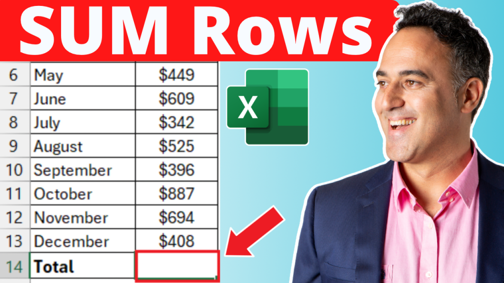 Sum a row in excel