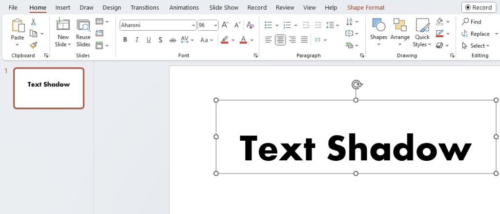 Text shadow in powerpoint