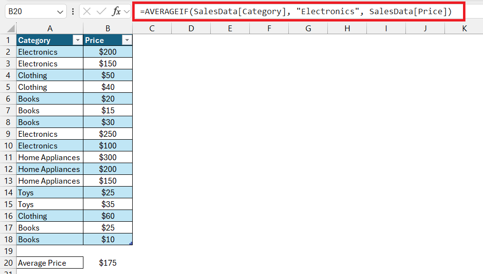 Structured Reference in Excel